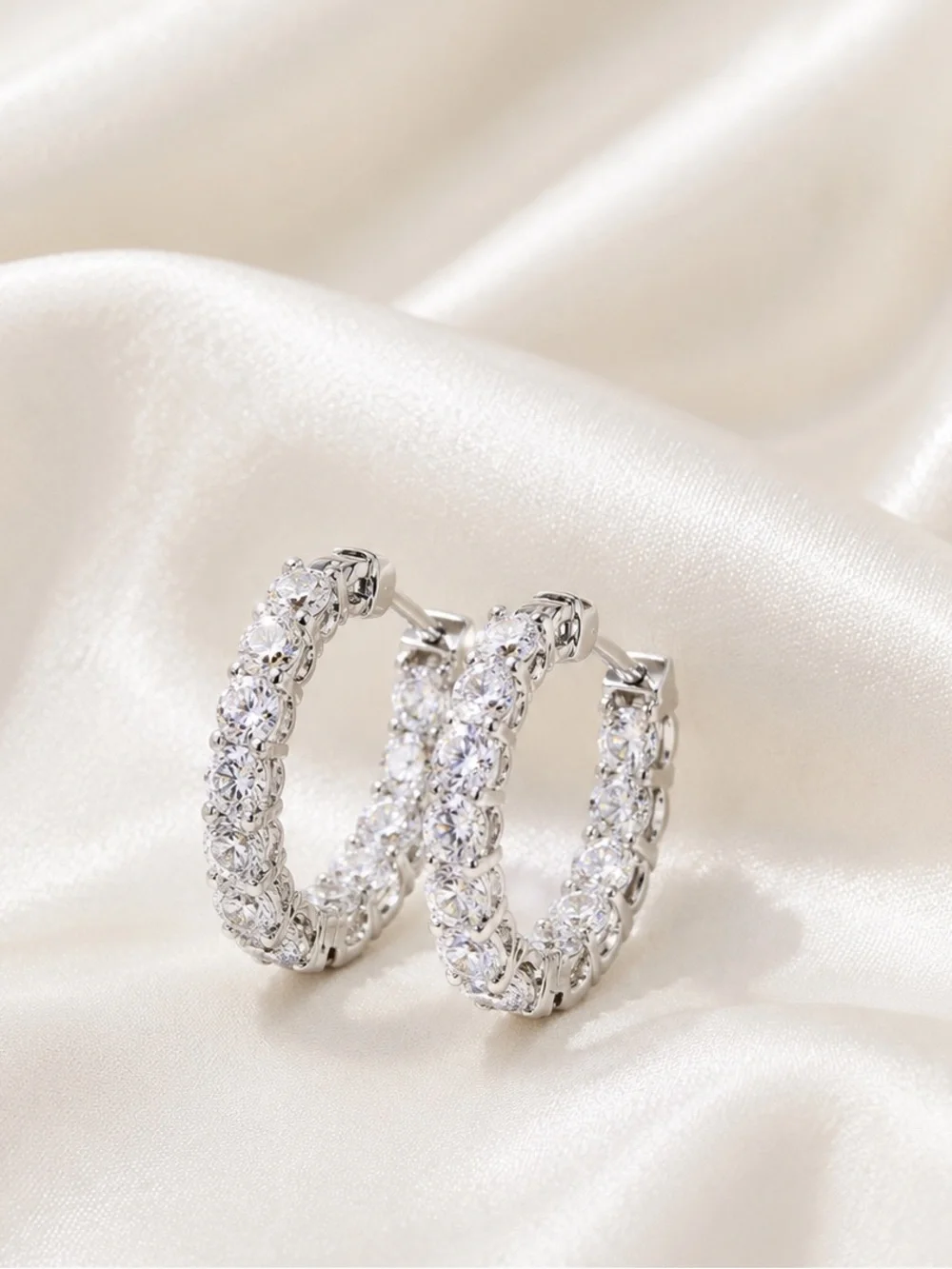 diamond hoop earrings - Picture 1 of 4